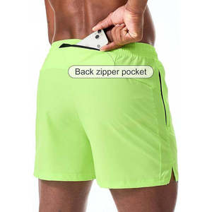 <b>Men's</b> Neon <b>Green</b> Quick Dry Athletic <b>Shorts</b> With Pockets Elastic Waist Sporty Style <b>Short</b> Length <b>shorts</b> - Product Image 5