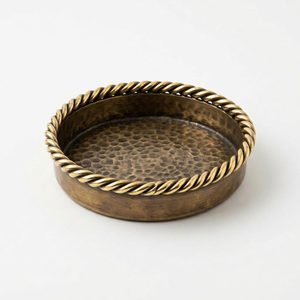 Cuenco Decorativo de Latón Antiguo Hecho a Mano de 10 cm con Borde de Cuerda Trenzada, Plato con Aro de Cuerda Bandhan para Decoración del Hogar, Hoteles y Bodas - Product Image 3