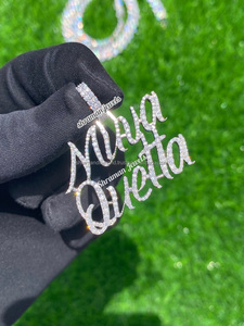 สร้อยคอเงินแท้ 925 ชุบทอง ประดับเพชรแล็บโกรว์ ตัวอักษรแบบคัสตอม จี้ห้อยตัวอักษรแบบหนา ดีไซน์ทันสมัย - Product Image 6