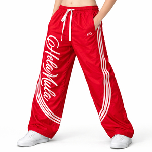 Pantalon de survêtement unisexe personnalisé à jambe large en nylon, décontracté, athlétique, streetwear, avec cordon de serrage, OEM ODM Marque Privée - Product Image 4