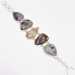 925 Silver Charm Statement Bracelet with Natural Agate Gemstone Classic Wedding Party and Gift Jewelry Hot Sales 2026 - Product Image 2