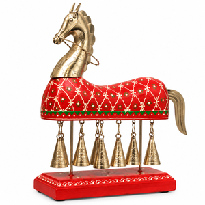 Handcrafted Wooden 10 Bell Horse <b>Decor</b> | Hand Painted <b>Indian</b> Horse Figurine | Traditional Rajasthani Tabletop <b>Home</b> <b>Decor</b> - Product Image 2