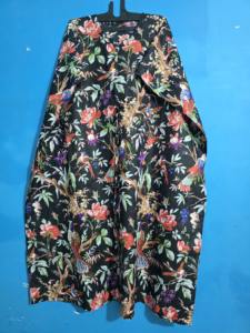 Kaftan indien en coton noir pour femme, imprimé oiseaux et fleurs, longue robe de plage, vêtement de nuit, kimono, robe à col en V avec ceinture, lavable, été - Product Image 3