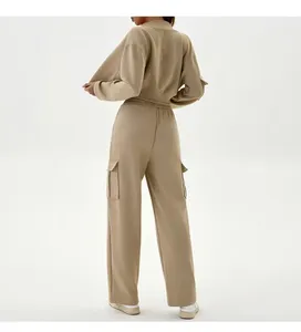 OEM 2026 New Arrival Winter Men's Polyester/Cotton Solid Pattern Stacked Sweatsuit <b>Set</b> <b>Plus</b> <b>Size</b> Acid Wash Flare <b>Jogger</b> - Product Image 3