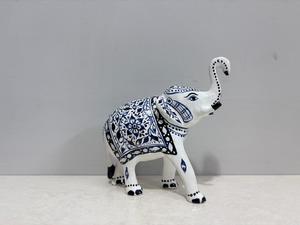 NIRMALA HANDICRAFTS Handcrafted Blue Pottery Aluminum <b>Elephant</b> Statue | Art Deco Animal <b>Decorative</b> Home Figurine | Indian Art - Product Image 3