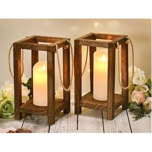 Farol de Madera con Forma de Mango, Estilo Vintage, para Decoración del Hogar, Sala de Estar, Granja, Navidad, Bodas y Fiestas - Product Image 3