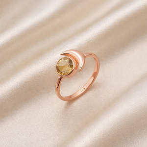 Anillo de Plata de Ley 925 con Piedra Preciosa de Citrino Natural, Diseño de Luna Creciente Hecho a Mano, Ajustable, Joyería de Piedra de Nacimiento para Mujer, Esposa, Ella - Product Image 3