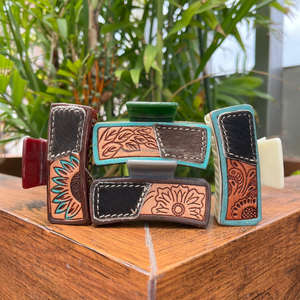 Rectangle Shape <b>Hair</b> Claw Clip Solid Color <b>Tooled</b> Leather Fashion <b>Hair</b> <b>Accessory</b> for Girls Party Styles Women's <b>Accessories</b> - Product Image 5