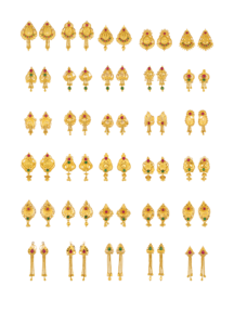 Nouveauté : Boucles d'oreilles clous en or jaune massif 22K et pendentifs, bijoux fantaisie pour femmes avec émail Meenakari traditionnel indien et pierres CZ - Product Image 4