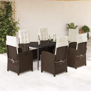 Ensemble de 6 meubles de jardin pour terrasse, brun, noir, crème, blanc - Product Image 1
