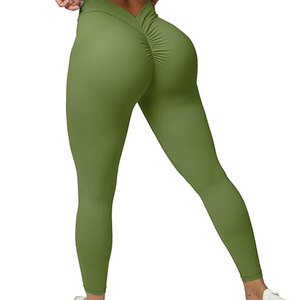 Butt Lifting Ruched Back <b>Leggings</b> Full Length Women Yoga Workout Running Gym Tights OEM ODM Women Full Length <b>Seamless</b> <b>Legging</b> - Product Image 1