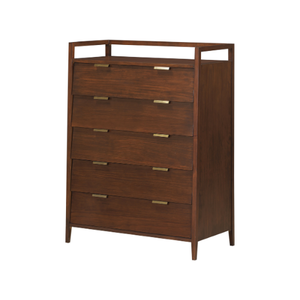 Elegante Cómoda Alta de Madera con Cinco Cajones, Mueble de Almacenamiento para Dormitorio, Estilo de Madera Sólida, Fabricante OEM ODM - Product Image 3