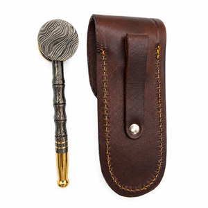 Jexmoo Pipa de Fumar Tradicional de Acero de Damasco Hecha a Mano, Reutilizable, con Funda de Cuero, Regalo para Papá - Product Image 5