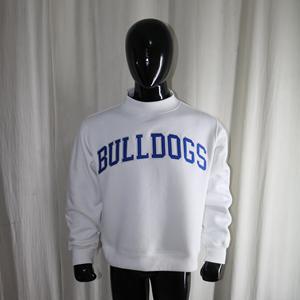 WHITE Hooded Velour Sweatshirt 100% Cotton <b>BLUE</b> Applique Embroidery Winter Digital Printing CLUSH SPORTS - Product Image 3