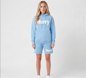 Conjunto de Sudadera con Capucha y Pantalones Cortos para Mujer, Estampado Puff, Ajuste Holgado Informal, 100% Algodón, Chándal de Felpa, Ropa Urbana Holgada de Invierno, Conjunto Corto para Dama - Product Image 5