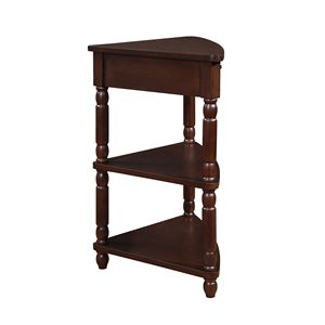 Tavolino Angolare Triangolare in Legno Massello da 33,8 Pollici, Consolle a 3 Ripiani per Soggiorno e Piccoli Spazi - Product Image 4