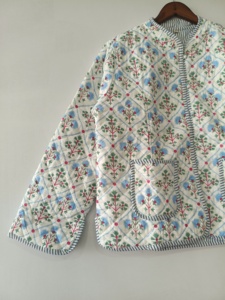 New Printed <b>Jacket</b>, Cotton <b>Quilted</b> Handmade Cotton Floral <b>Jacket</b> Reversible Strip <b>Quilted</b> Cotton <b>Jacket</b> Party Wear - Product Image 2