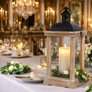 Farol de Madera de Mango, el Más Vendido, Color Madera Envejecida, Rectangular, Decoración para Interiores y Exteriores, Personalizable - Product Image 1