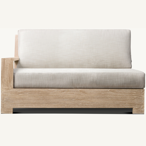 Sofá de madera de teca con cómoda espuma suave, ideal para sala de estar o terraza para relajarse, al mejor precio. - Product Image 1