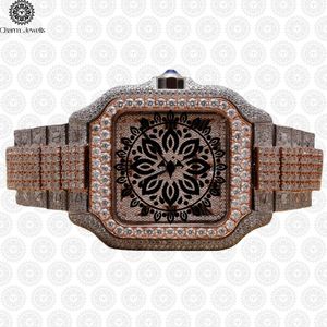 Charm Jewells Luxury Men's Stainless Steel Tonneau <b>Watch</b> <b>Diamond</b> Encrusted Folding Clasp Quartz Movement 20mm Band - Product Image 1