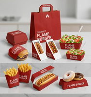 Boîtes alimentaires personnalisées avec combinaison de couleurs, boîte à tiroir coulissant pour burgers et frites, emballage pour plats à emporter, fournisseur de boîtes plates avec poignée