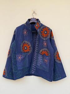 Bohemian Suzani <b>Coat</b> for <b>Women</b> Handcrafted Uzbek Embroidery Short TNT Jacket Vintage Ethnic Festival Outerwear Gift - Product Image 1
