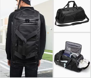 Sac de voyage en cuir noir avec bandoulière réglable et plusieurs poches pour les voyages et la salle de sport, sac de rangement de voyage classique - Product Image 5