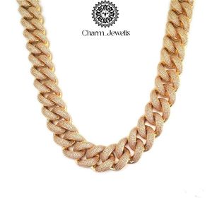 Charm_Jewells 925 Silver 14K Gold Plated Moissanite Ball Shape Link Chain Necklace Unisex Hip Hop Style Party Wear IGI Certified - Product Image 2