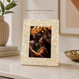Luxury <b>White</b> Mother of Pearl Photo <b>Frame</b> Handmade Mosaic Shell Picture <b>Frame</b> Decorative Tabletop & Wall Display for Home Office - Product Image 3
