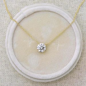 Collier en or jaune 9K plaqué or, diamant naturel CVD taille brillant 3 carats certifié IGI, couleur F, pureté VS1, luxe, pour femme, mariage, haute joaillerie - Product Image 1