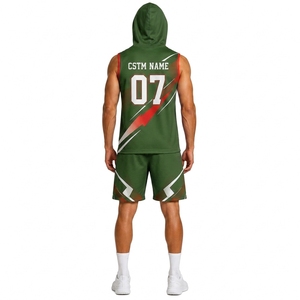 Professional Custom 7 on 7 Athletic Sleeveless Hoodie Football Jersey with Matching Performance Sports Shorts Uniform Set - Product Image 2