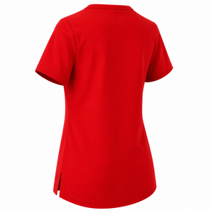 Haut de blouse médicale pour femme, extensible, col en V, manches courtes, avec poche poitrine, uniforme de travail, vente en gros - Product Image 6