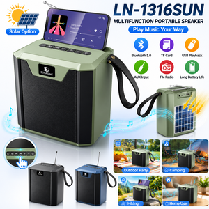 Haut-parleur solaire LN-1316SUN avec antenne télescopique, radio FM, audio puissant 10W, support de téléphone, enceinte – Vente en gros - Product Image 1