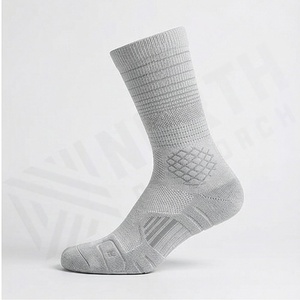 Crew <b>Socks</b> Solid Gray Knitted Breathable Polyester Spandex Running Athletic <b>Socks</b> for Adults Summer Use - Product Image 3