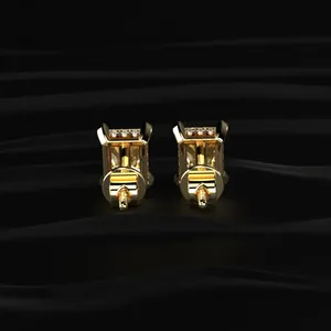Pendientes de Diamante Amarillo Corte Radiante Cultivado en Laboratorio, Oro 2.1 CT, Joyería Elegante para Aniversario, de Proveedor Indio - Product Image 4