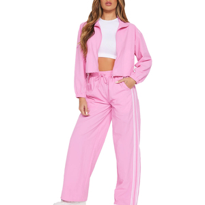 2 Piece Zipper Windbreaker Jacket and Jogger <b>Pants</b> Set Activewear Windbreaker Set for Women's With Premium Design And Size - Product Image 1