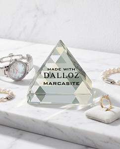 Premium Clear <b>Acrylic</b> Triangle Display Case, Solid Lucite Pyramid Stand with Custom Silk Screen Logo, Modern Retail Jewelry - Product Image 5