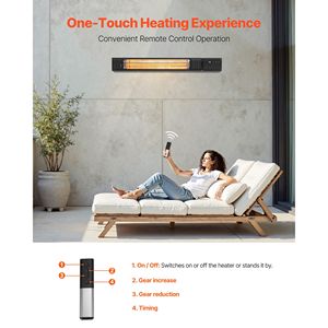 Riscaldatore Elettrico a Infrarossi in Carbonio da 1500W con 9 Velocità, Timer 24h e Telecomando, per Patio e Veranda - Product Image 6