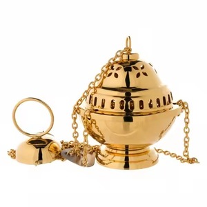 Brass Incense <b>Burner</b> Handmade with Chain and Lid Sandalwood Aromatic Carton Packaging Religious & All-Season Use - Product Image 2