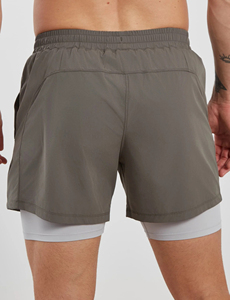 <b>Men</b>’s 2-in-1 Training <b>Shorts</b> Light Grey Breathable Quick-Dry Gym <b>Shorts</b> with <b>Compression</b> Layer for Running, Fitness, and Sport - Product Image 4