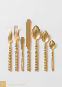 Ensemble de couverts dorés, finition miroir, luxe moderne, vaisselle de mariage, compatible lave-vaisselle, cuillère, fourchette, spatule à gâteau, tendance or - Product Image 5