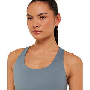 Soutien-gorge de sport pour femme, bleu fer, avec logo personnalisé, en nylon et élasthanne, haute élasticité, respirant, pour la course, la gym, le fitness et l'entraînement - Product Image 6