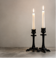 Porte-bougie en aluminium noir sans flamme en forme de patte de poulet - Chandelier décoratif de style campagnard pour table de Noël et de Pâques