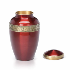 โกศเผาศพโลหะสีแดงสไตล์ยุโรปสำหรับขี้เถ้าของมนุษย์ประดับด้วยทองคำสำหรับงานศพผู้ใหญ่ - Product Image 2