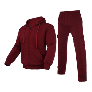Conjunto Deportivo para Hombre, Color Granate, con Capucha, Cierre de Cremallera, Manga Larga, Estilo Casual, Material de Algodón, para Otoño - Product Image 1