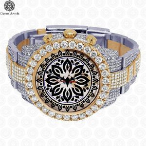 Montre de luxe Charm_Jewells en acier inoxydable, cadran 40 mm, chronographe mécanique analogique, lunette sertie de diamants, bracelet unisexe tendance, 10 bars - Product Image 1