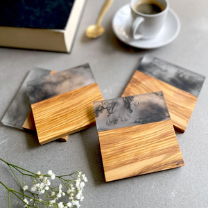 Sous-verre en bois et résine de haute qualité avec taille et logo personnalisables pour des pièces de décoration intérieure élégantes Sous-verre en résine et en bois - Product Image 1