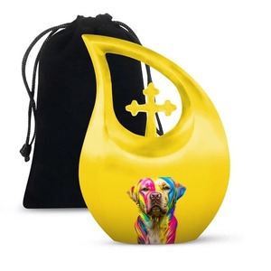 Urne de crémation en métal gris Pot commémoratif Urne pleine grandeur pour cendres Urne funéraire en forme de larme avec sac en velours gratuit - Product Image 2