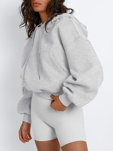 Sudadera con capucha Y2K para mujer, estilo urbano, de poliéster/algodón, felpa francesa, con estampado cruzado frontal, con cremallera, transpirable y ecológica para invierno - Product Image 3