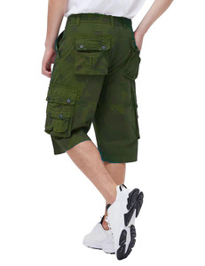 Short cargo pour homme en coton 100% tricoté, longueur genou, décontracté, pour l'été et la randonnée, taille élastique, style vintage, avec décoration numérique - Product Image 5
